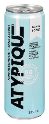 Atypique boisson pétillante sans alcool de type gin tonic - non alcoholic gin tonic style sparkling beverage (355 ml)