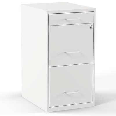 STAPLES 3-Drawer Vertical File Cabinet, Letter Size Documents, Lockable & Mobile, 18.9 D x 14.3 W x 26.9 H, White