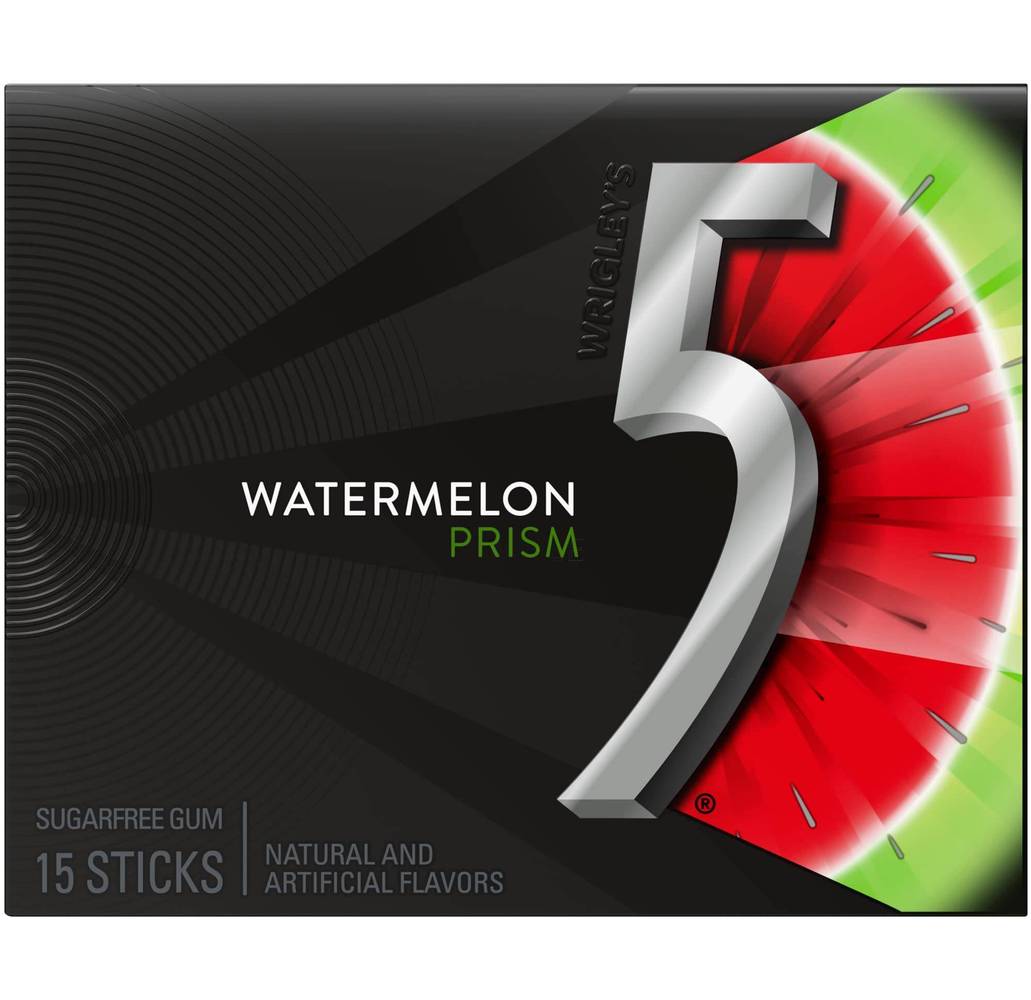 Wrigley's 5 Watermelon Prism Suger free Gum 15 Sticks