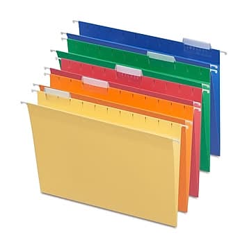 Staples® Heavy Duty Bright Colored Hanging File Folders, 1/5-Cut Tab, Letter Size, Assorted Colors, 25/Box (ST875411-CC)