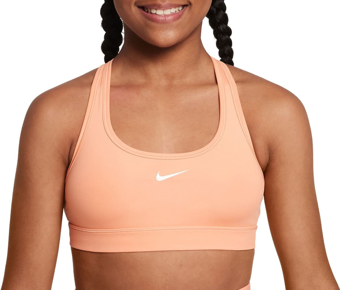 Nike Girls' Pro Dri-FIT Swoosh Sports Bra (Apricot Agate, L)
