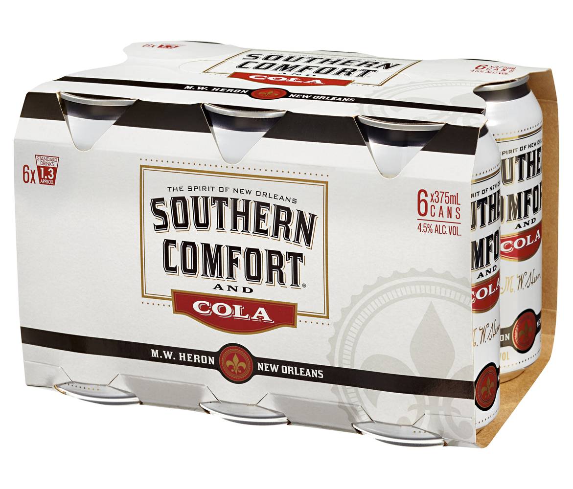 Southern Comfort & Cola Cans 375mL x Pack 6
