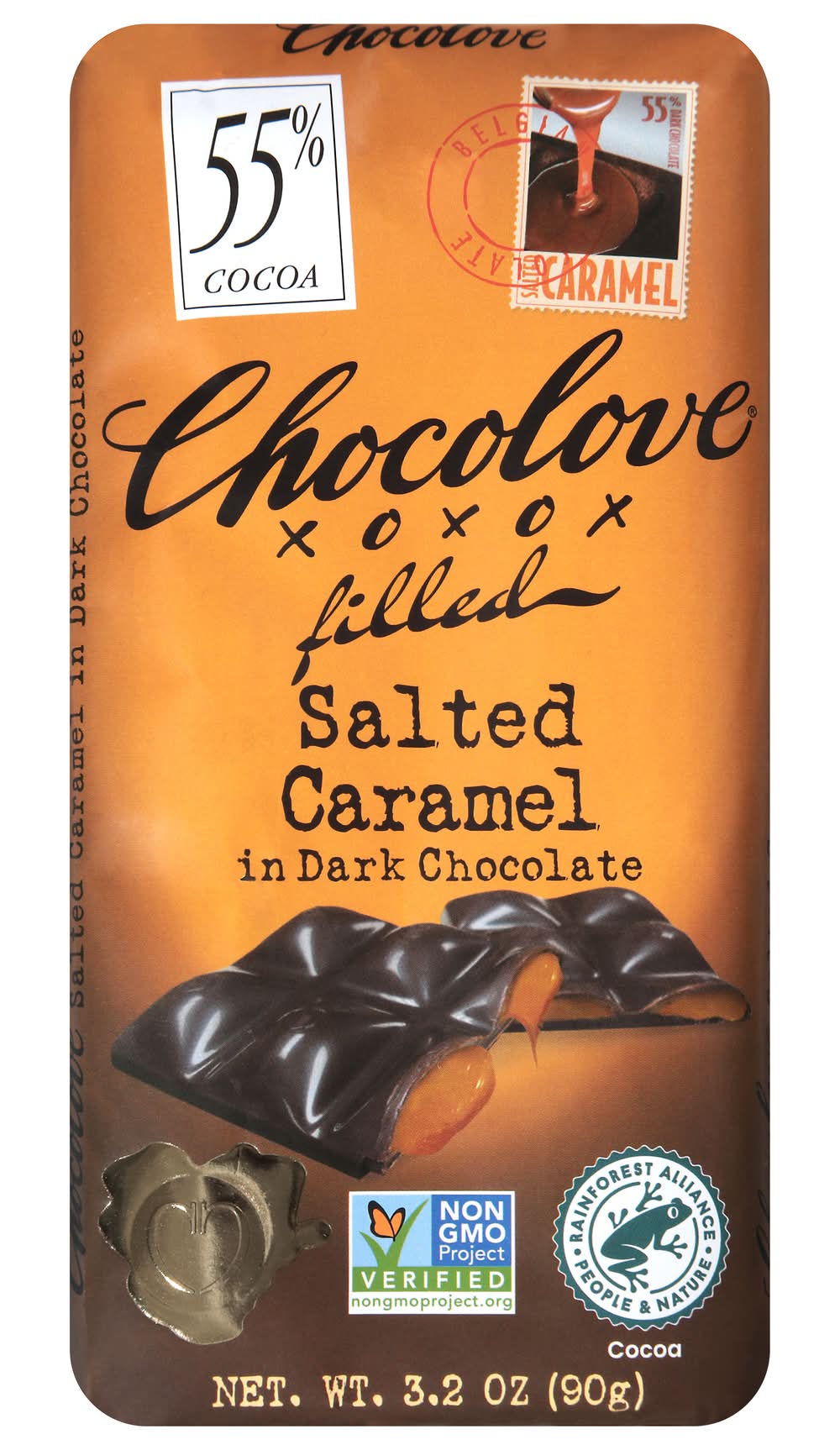 Chocolove Dark Chocolate Bar, Salted Caramel (3.2 oz)