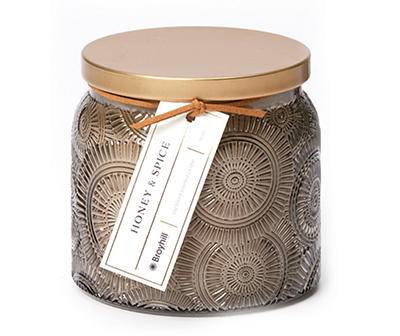 Broyhill Honey-Spice Taupe Embossed Medallion Jar Candle