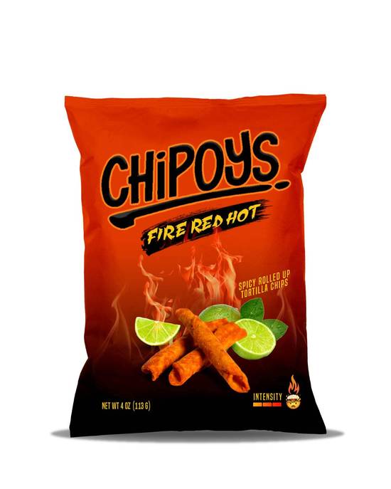 Chipoys Spicy Rolled up Fire Red Hot Tortilla Chips