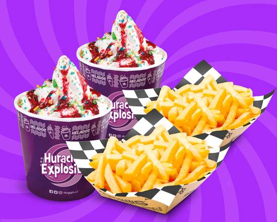 2x Huraclón Explosivo + 2x Papas Fritas Grandes