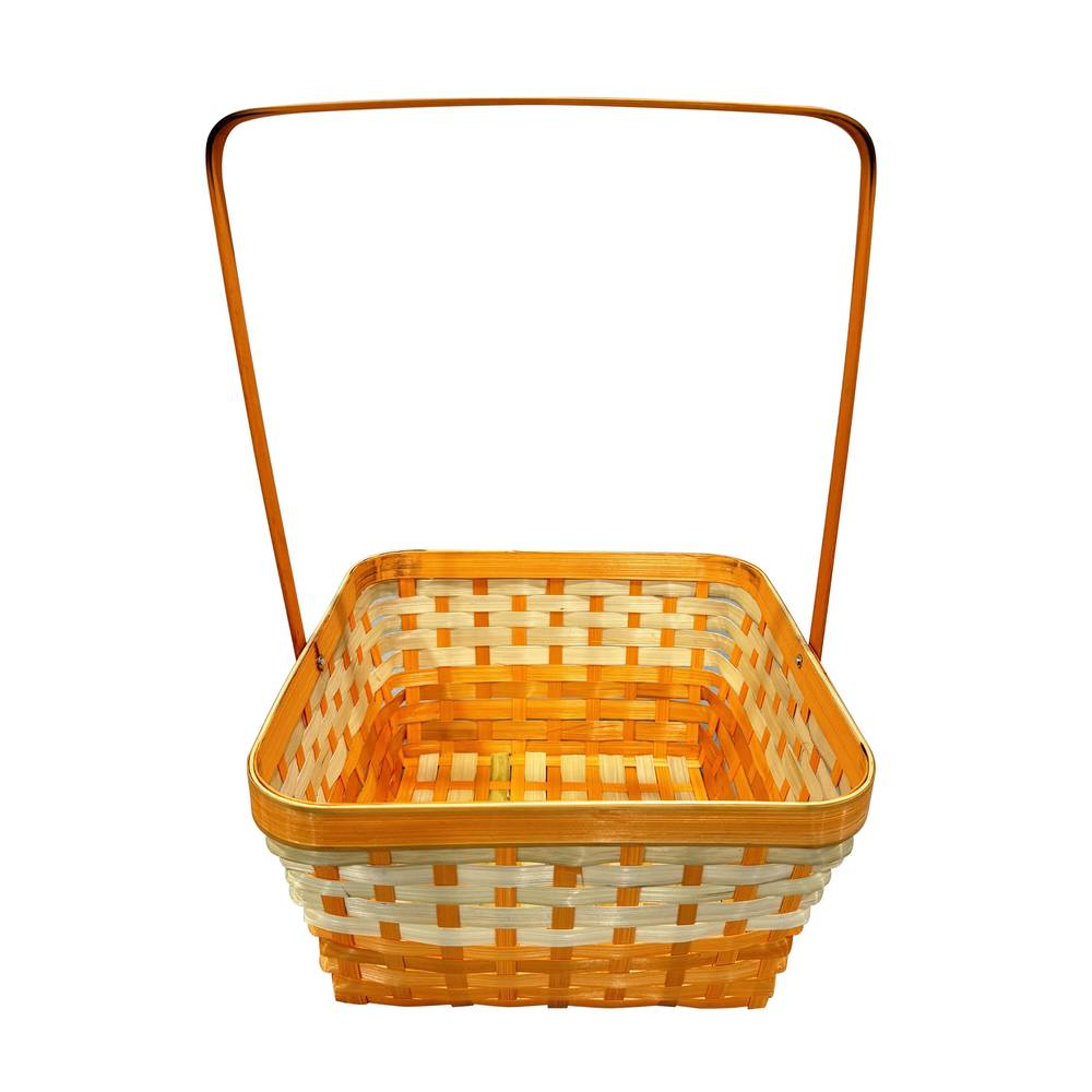 Cottondale Square Bamboo Easter Basket, Orange & Natural