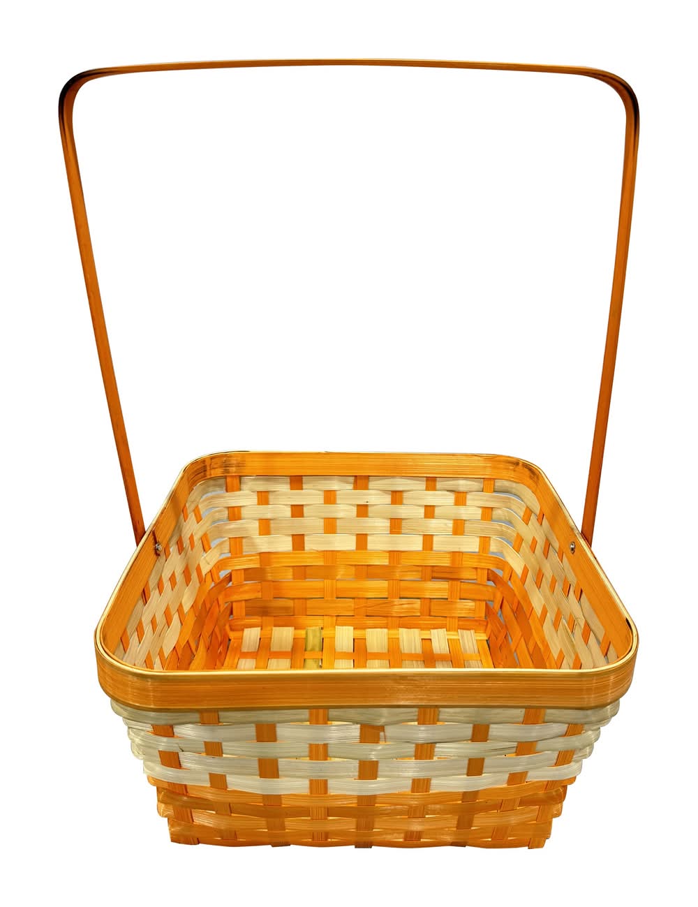 Cottondale Square Bamboo Easter Basket, Orange/Natural