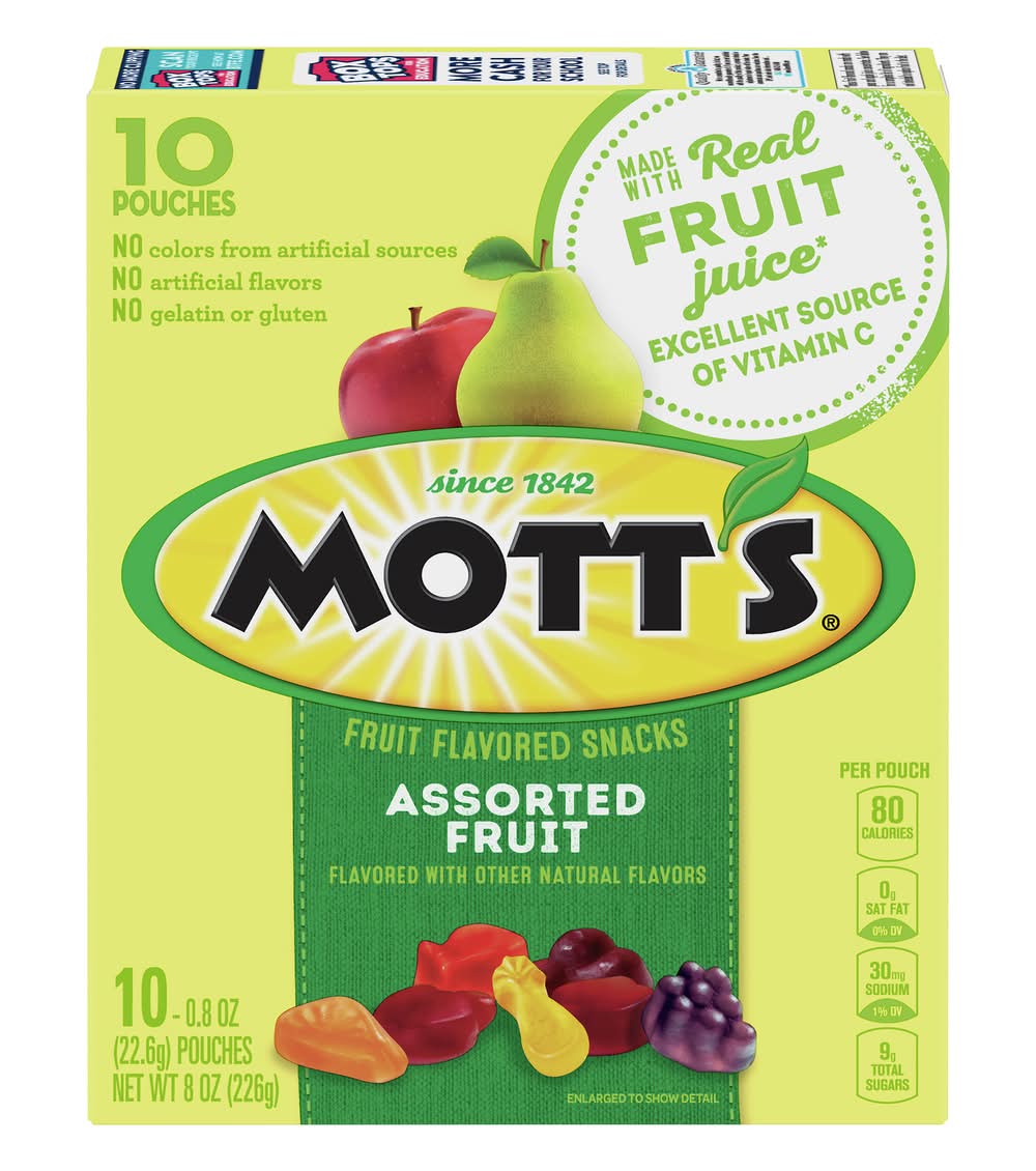 Mott's Fruit Snacks, Assorted Fruit (10 x 0.8 oz)
