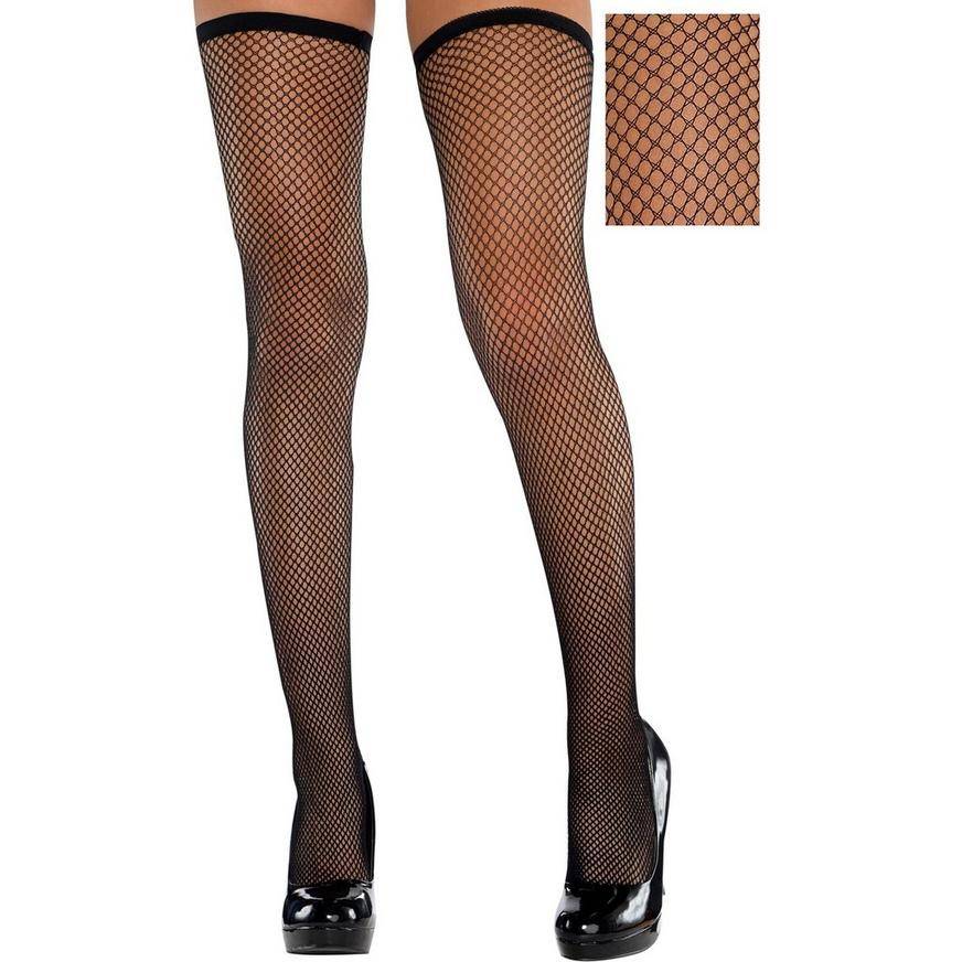 Adult Classic Black Fishnet Thigh-High Stockings