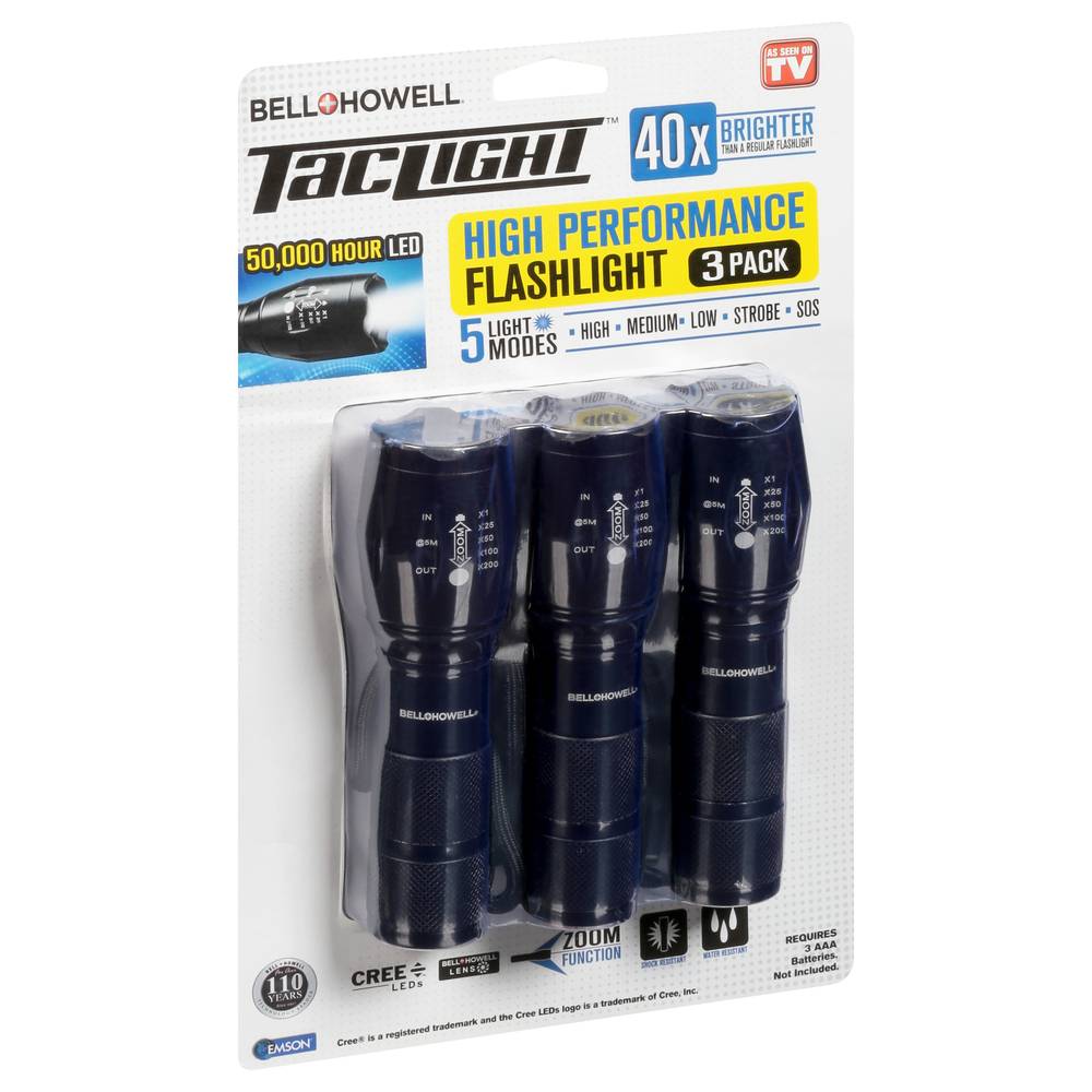 Bell and Howell Tac Light High Performance Flashlights (3 ct)