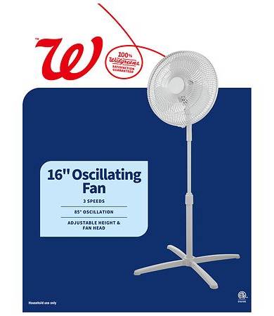 Walgreens Oscillating Fan, 16 in, White
