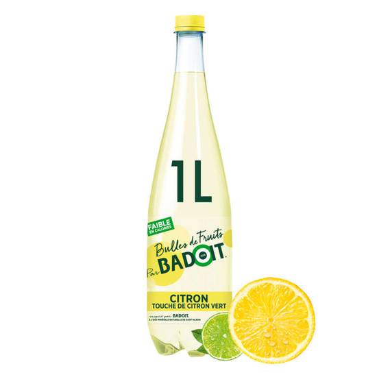 BADOIT - Eau pétillante arômatisée - Bulles de Fruits - Aromatisée Citron - Touche de citron vert - 1l