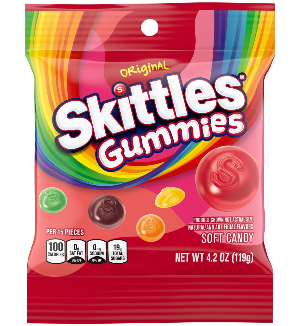 Skittles Gummies Original Fruity Gummy Candy, Assorted (4.2 oz)