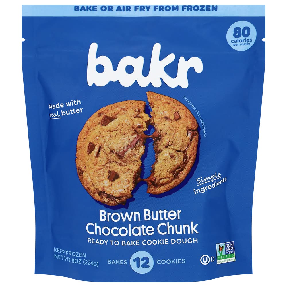 Bakr Frozen Cookie Dough, Brown Butter Chocolate Chunk (8 oz)
