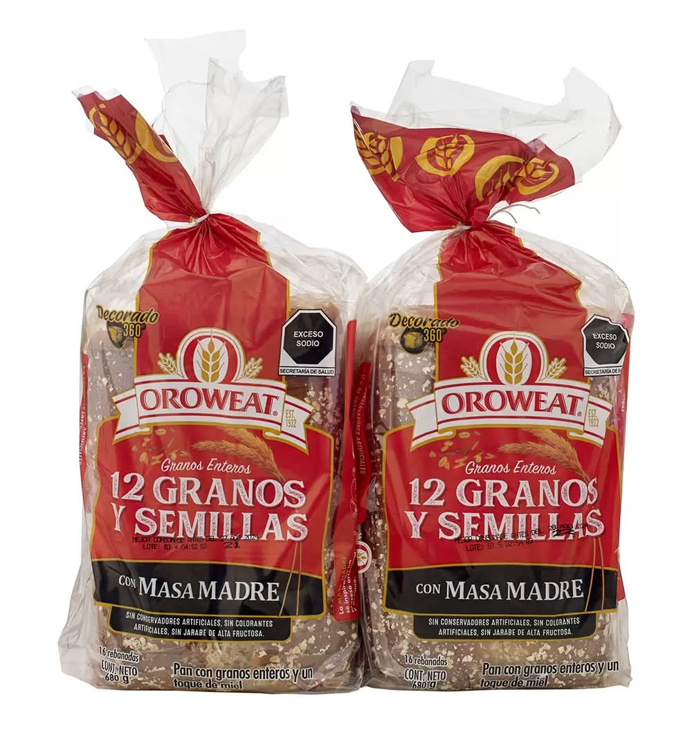 Oroweat · Pan integral de granos enteros y linaza (2 x 680 g)