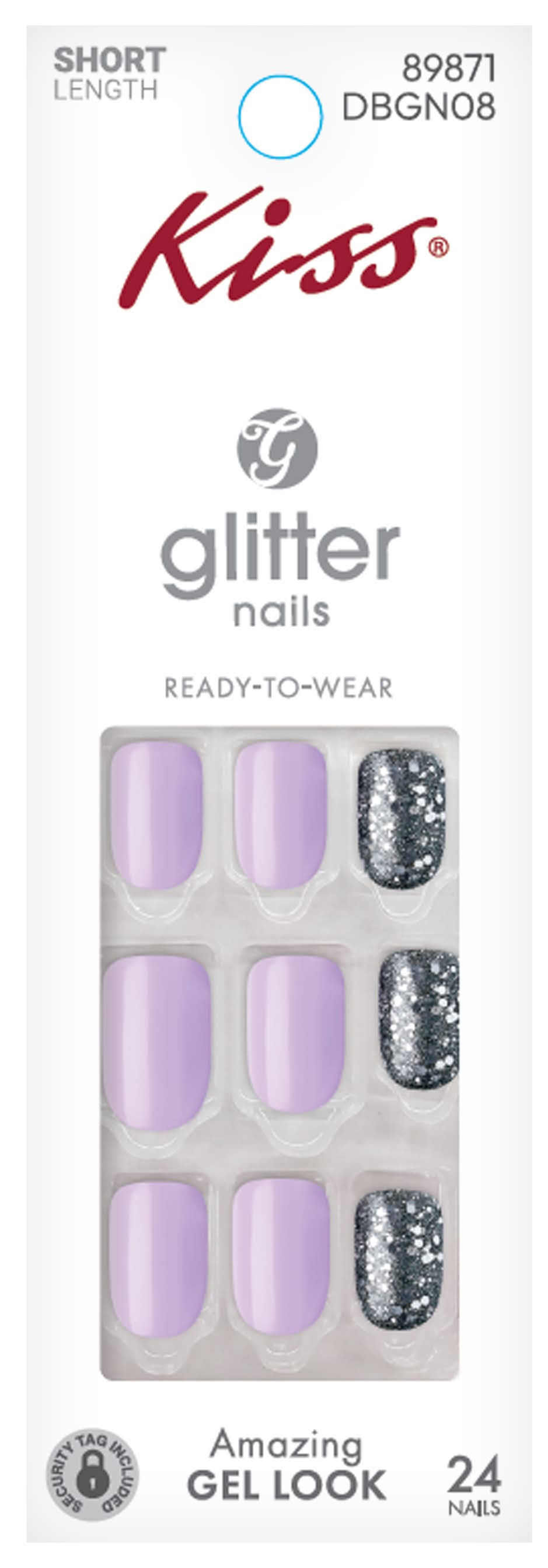 Kiss® Glitter Nails Medium Length 24-Pack
