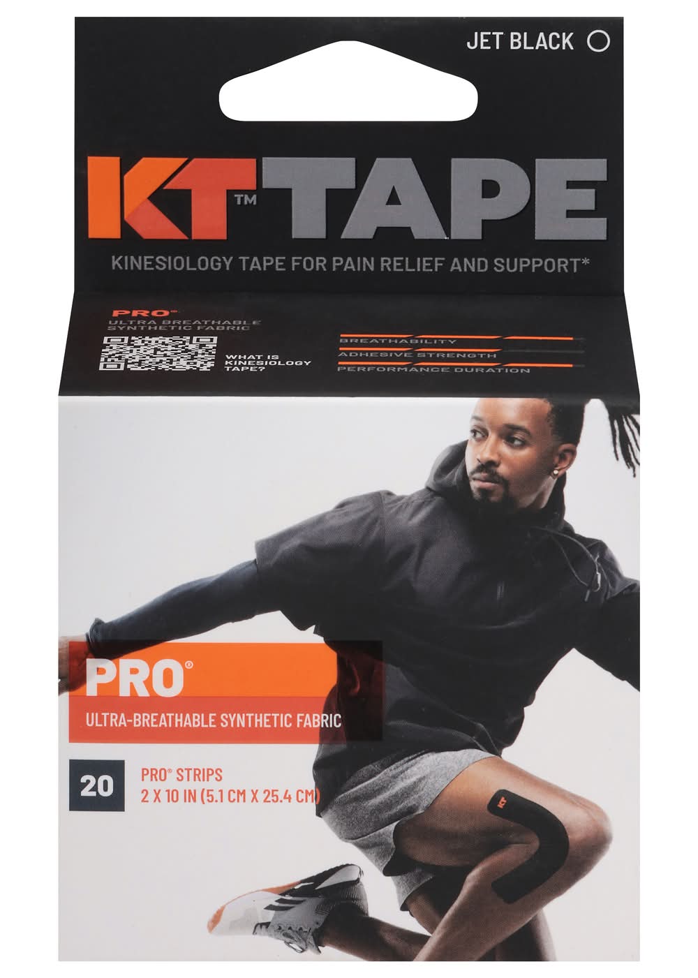 KT Tape Pro Ultra Breathable Synthetic Kinesiology Tape, Jet Black (6.4 oz, 20 ct)