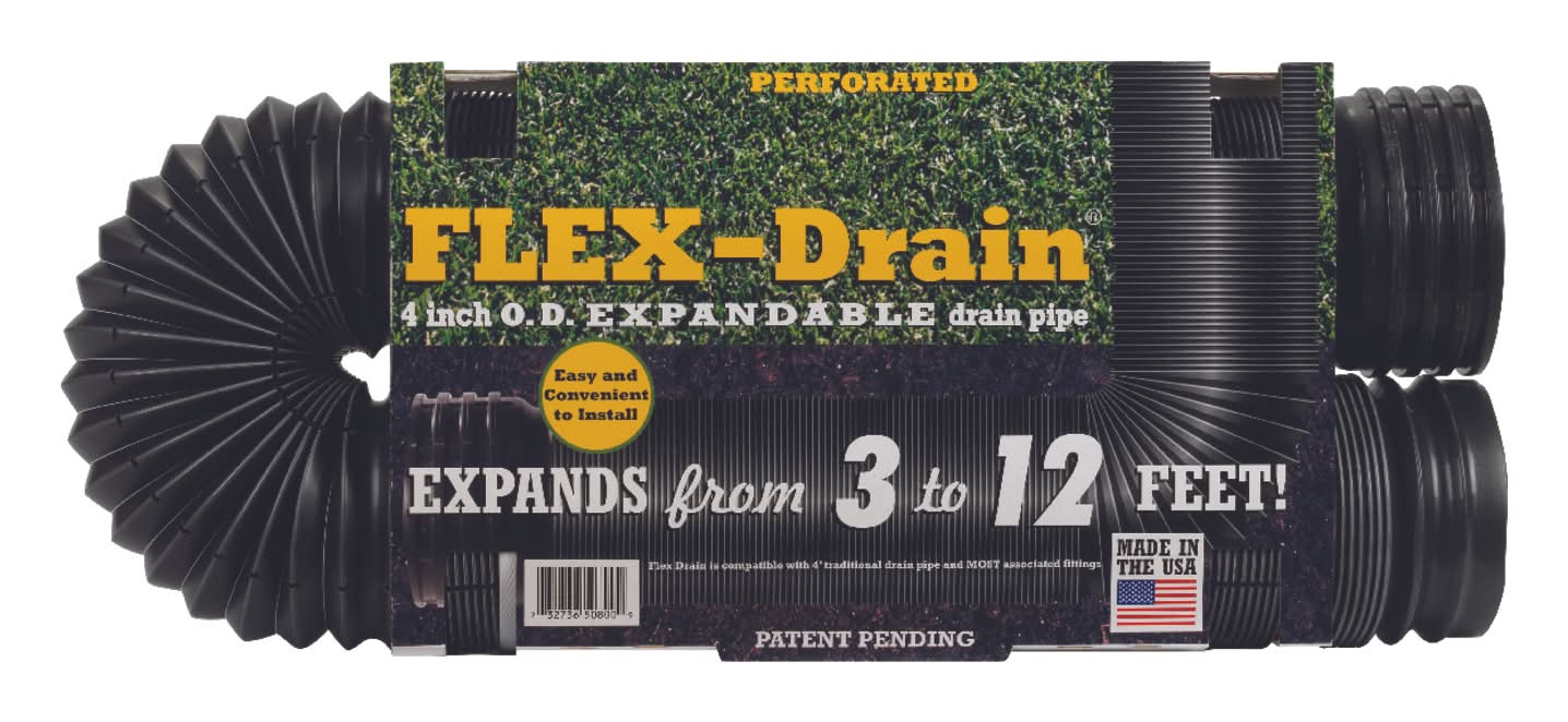 Flex-Drain 4 In. D X 12 Ft. L Polypropylene Perforated Drain Pipe