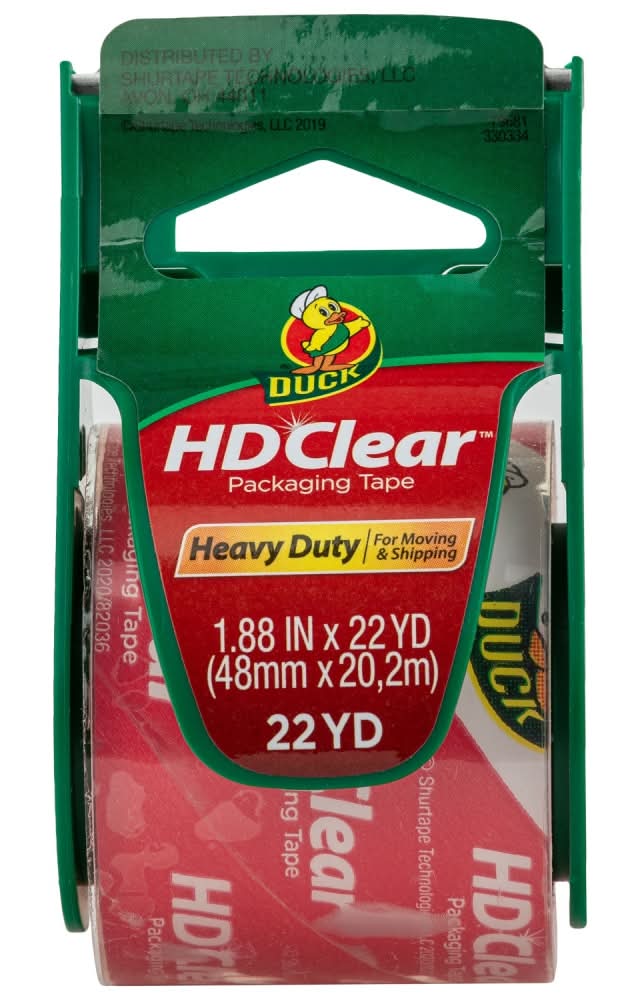 Duck Hd Moving Tape Dispenser, 1.88in x 22.2yd, Clear