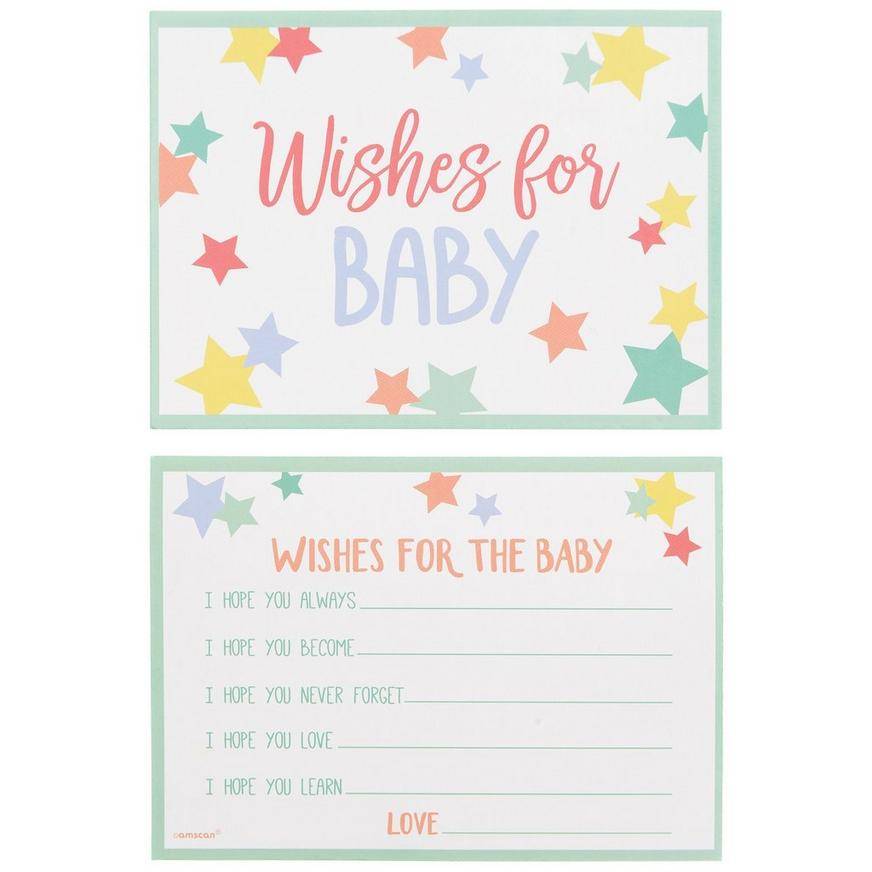 Pastel Stars Wishes for Baby Cards, 24ct