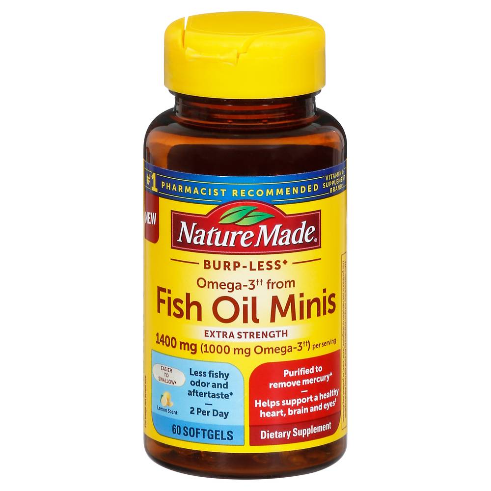 Nature Made 1400 mg Extra Strength Omega-3 Lemon Scent Fish Oil Minis (60 ct)