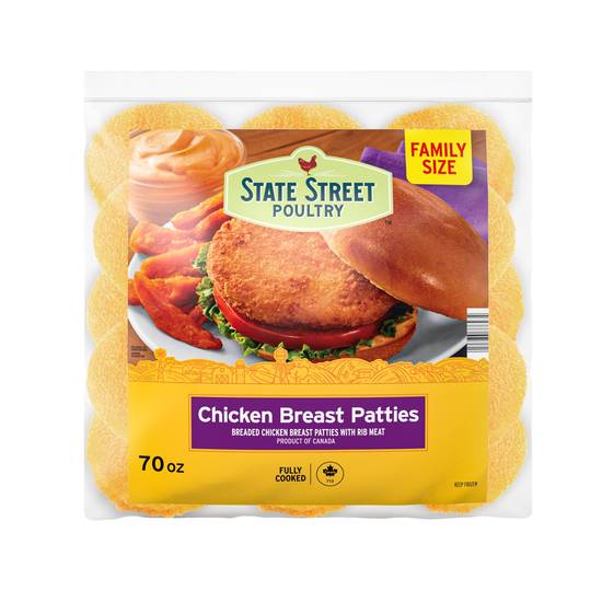 State Street Poultry Chicken Breast Patties, Family Size (70 oz)