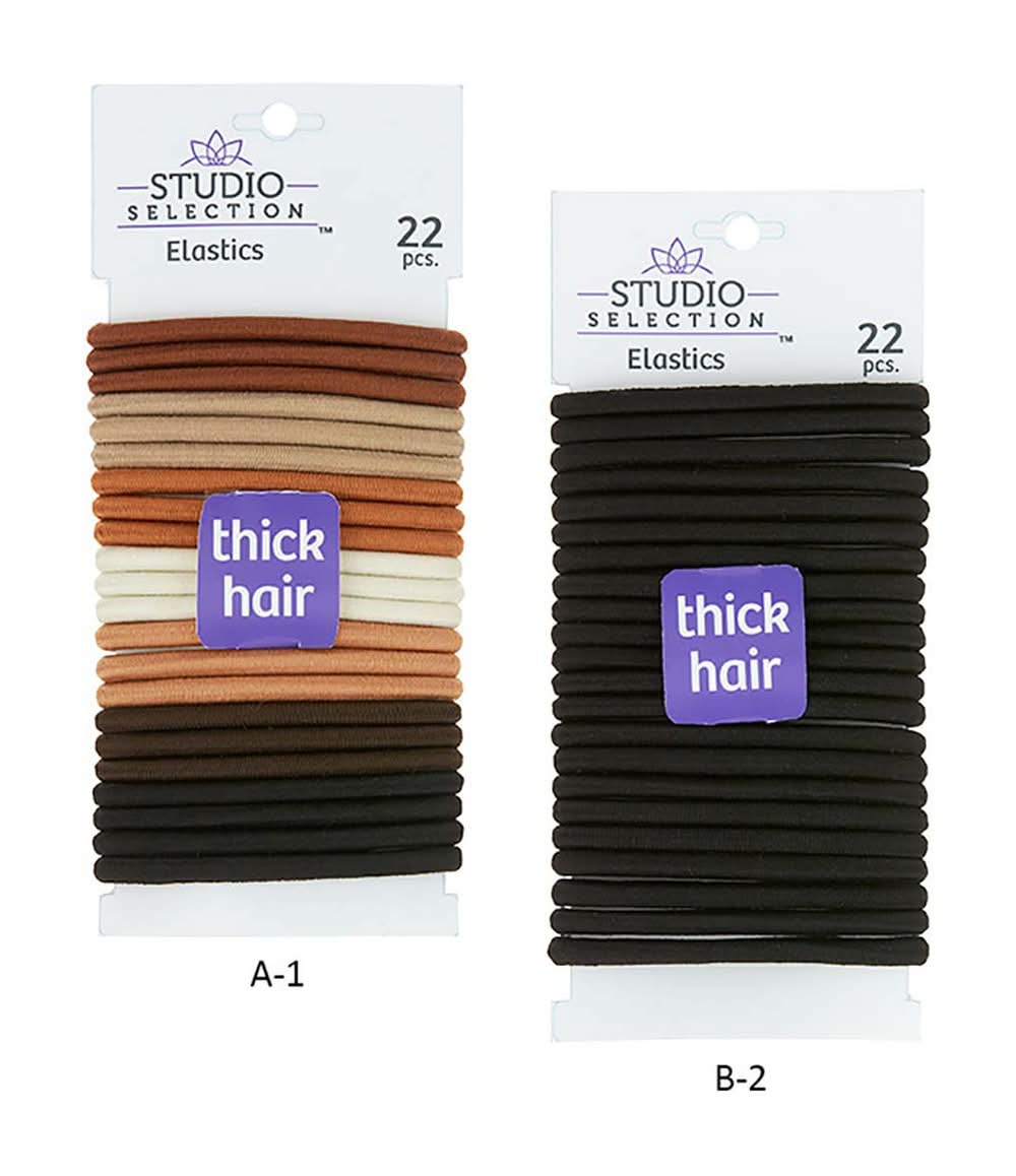 Studio Selection Thick Hair Elastics, Assorted (2 x 22 ct)