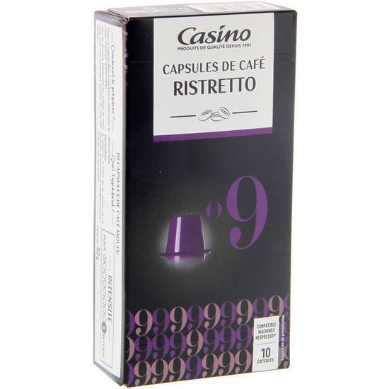 Casino Café - Ristretto - 10 Capsules Plastique - Intensité 9 52 g