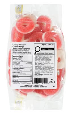 Johnvince Foods Candy Cherry Whipped Cream Rings 280.0 G