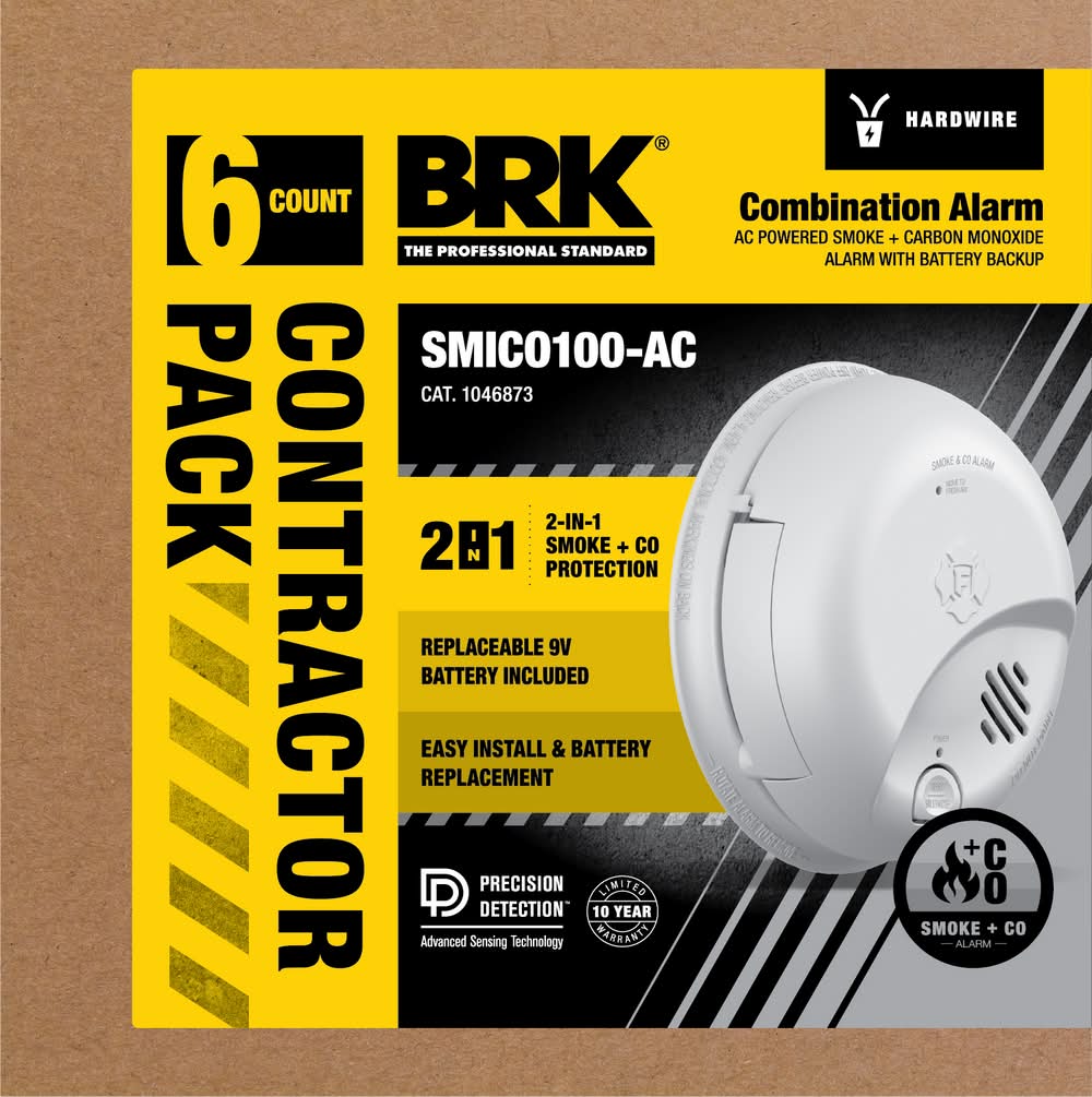 First Alert BRK Hardwired (with Battery Backup) Smart Ionization Interconnected Combination Smoke and Carbon Monoxide Detector 6 -Pack