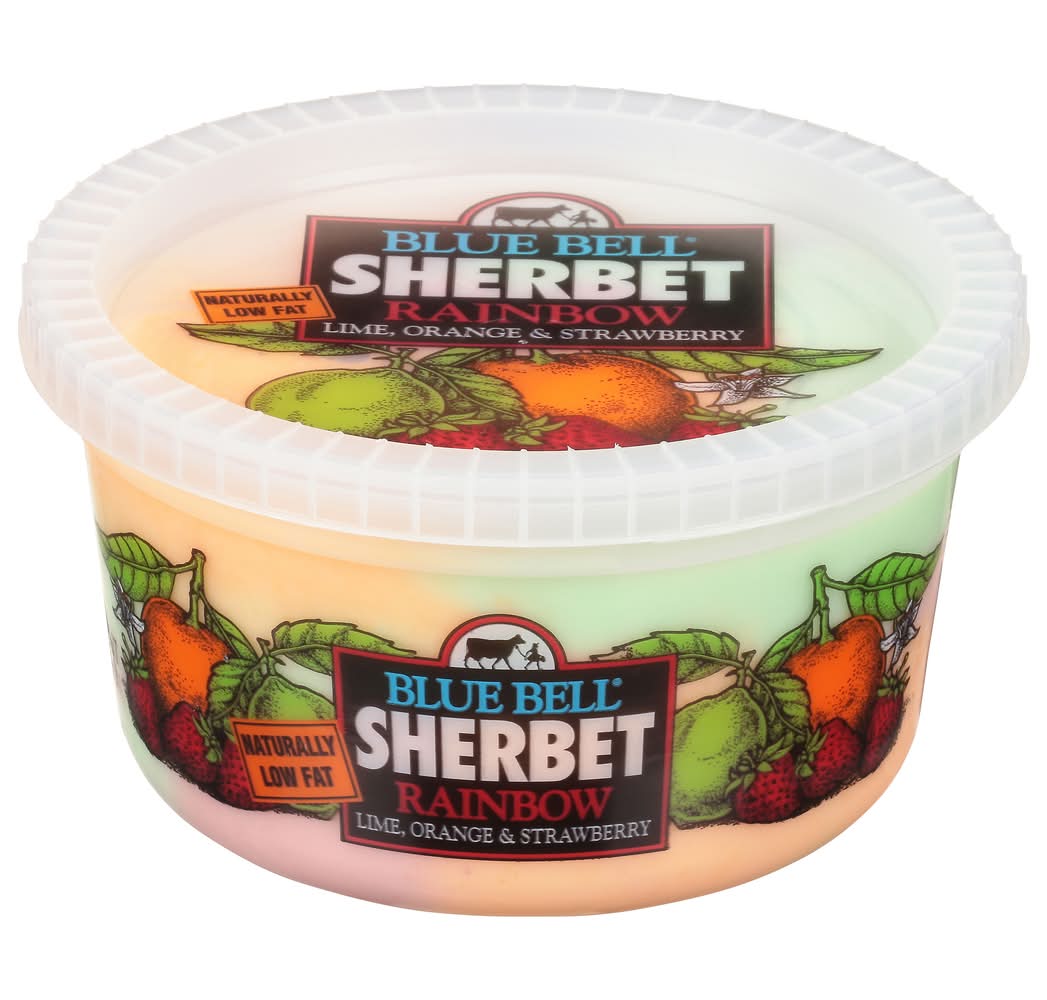 Blue Bell Rainbow Sherbet, Lime Orange & Strawberry (32 fl oz)