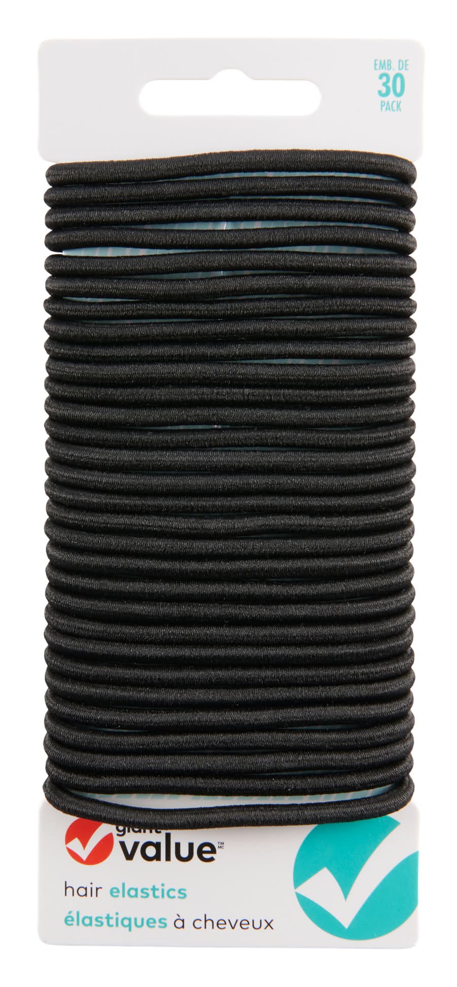 Giant Value Hair Elastics, Black (30 ct)