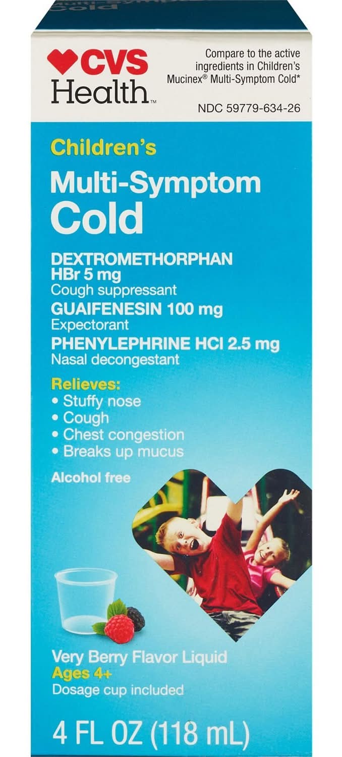 Cvs Children'S Multi-Symptom Cold Relief Liquid, Very Berry, 4 Oz