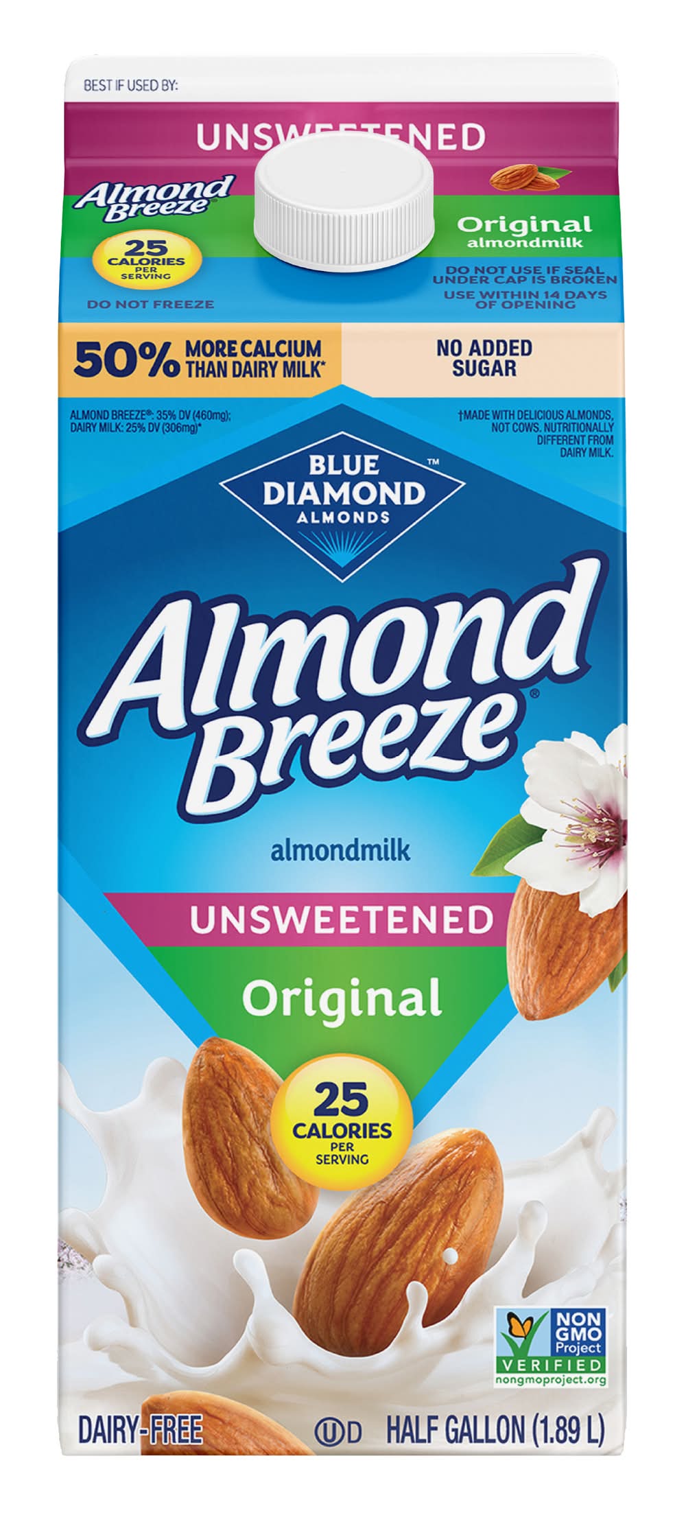 Almond Breeze Dairy Free Unsweetened Almondmilk, Original (0.5 gal)