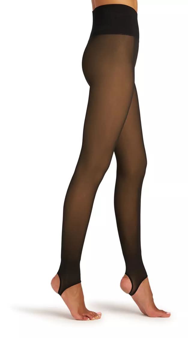 Lemon Faux Translucent Fleece Lined Tights (Beige L/XL)