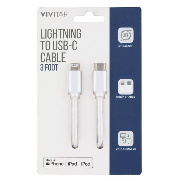 Vivitar Lightning To Usb-C Cable 3 Foot Nil3003-Wht-Stk-24 (white)