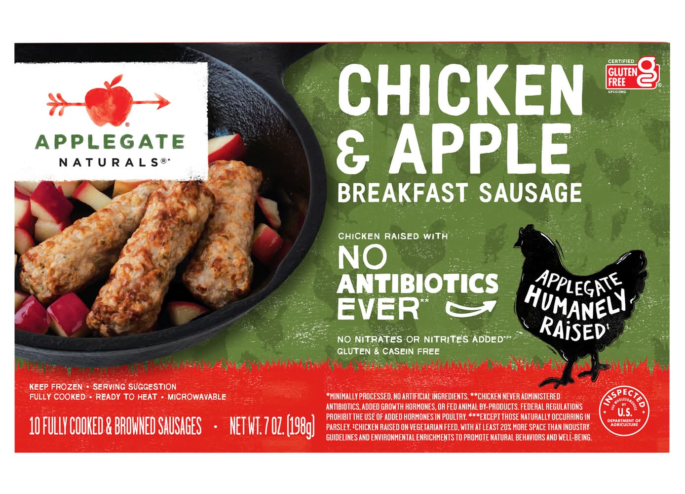 Applegate Naturals Frozen Breakfast Sausage, Chicken & Apple (4.38 lbs, 10 ct)