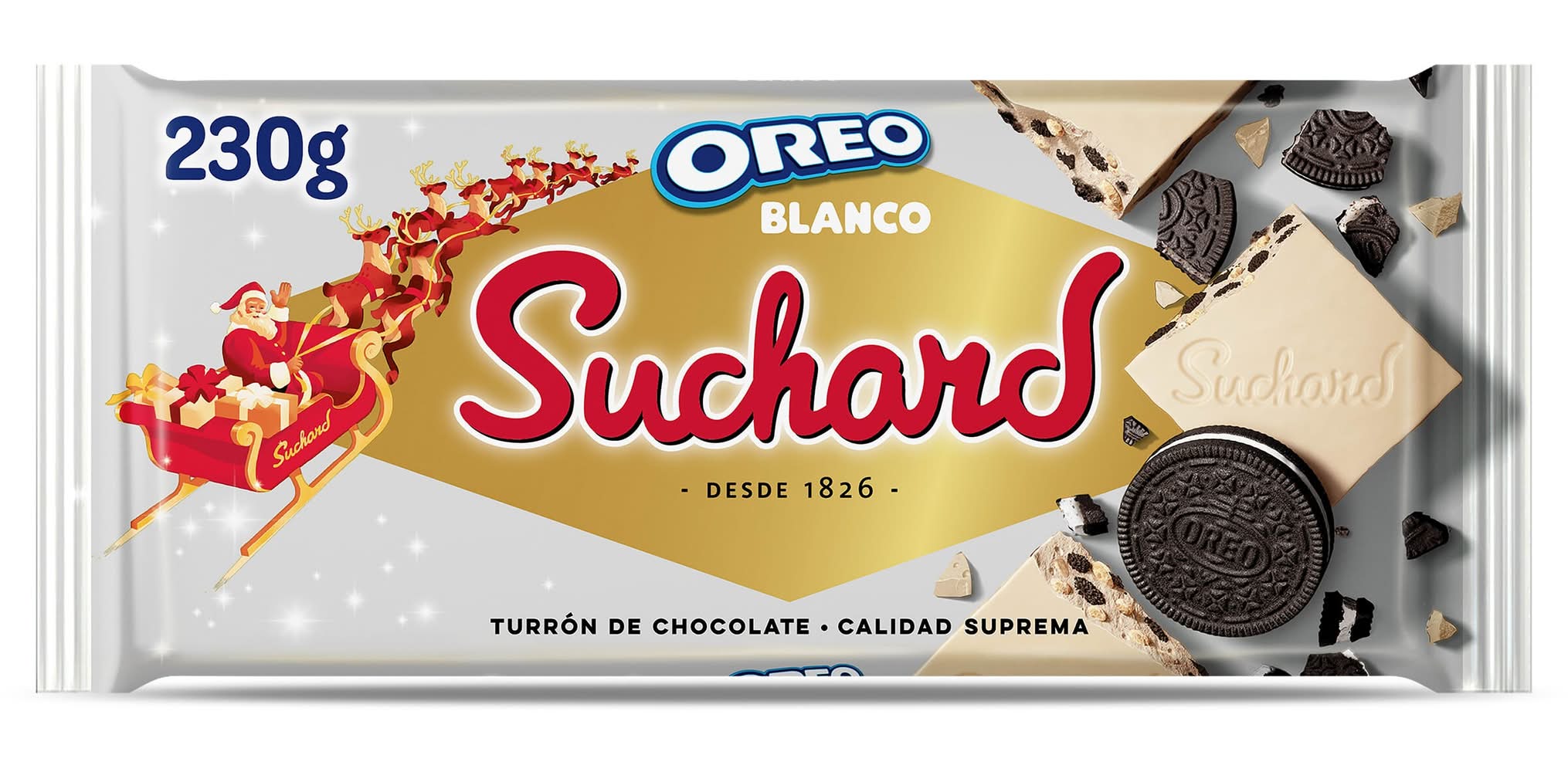 Turrón De Chocolate Con Trozos De Galleta Oreo Blanco Suchard 230 G