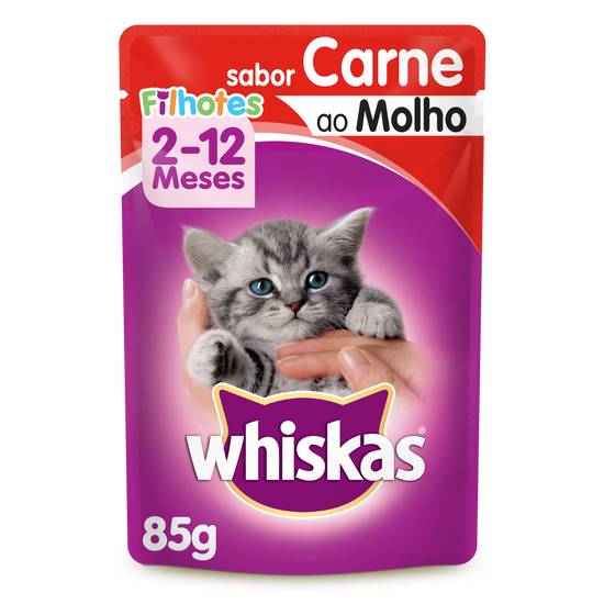 Whiskas ração úmida sabor carne ao molho para gatos filhotes (85 g)