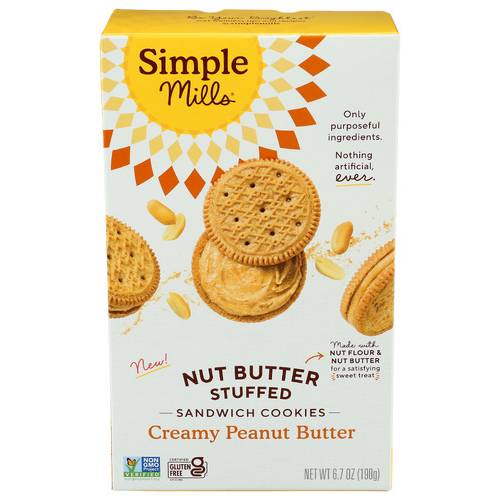 Simple Mills Creamy Peanut Butter Nut Butter Stuffed Sandwich Cookies