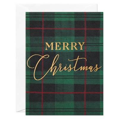 10ct Merry Christmas Plaid Blank Notes