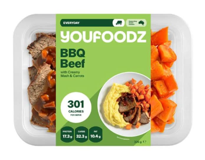 Youfoodz Slow Cooked Bbq Beef With Creamy Mash & Carrots (326g)