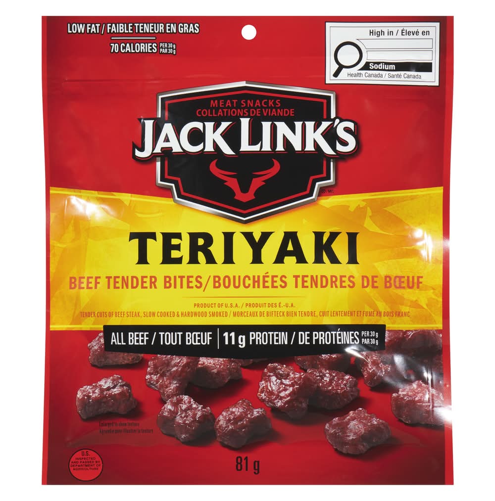 Jack link's pépites de bifteck teriyaki (81g) - teriyaki beef steak nuggets (81 g)