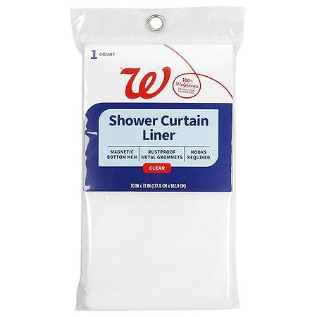 Walgreens Clear Shower Curtain Liner, 70 In x 72 In