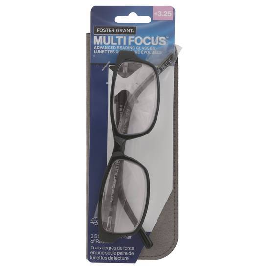 Foster Grant Multi Focus Full Frame Reading Glasses +3.25, Black