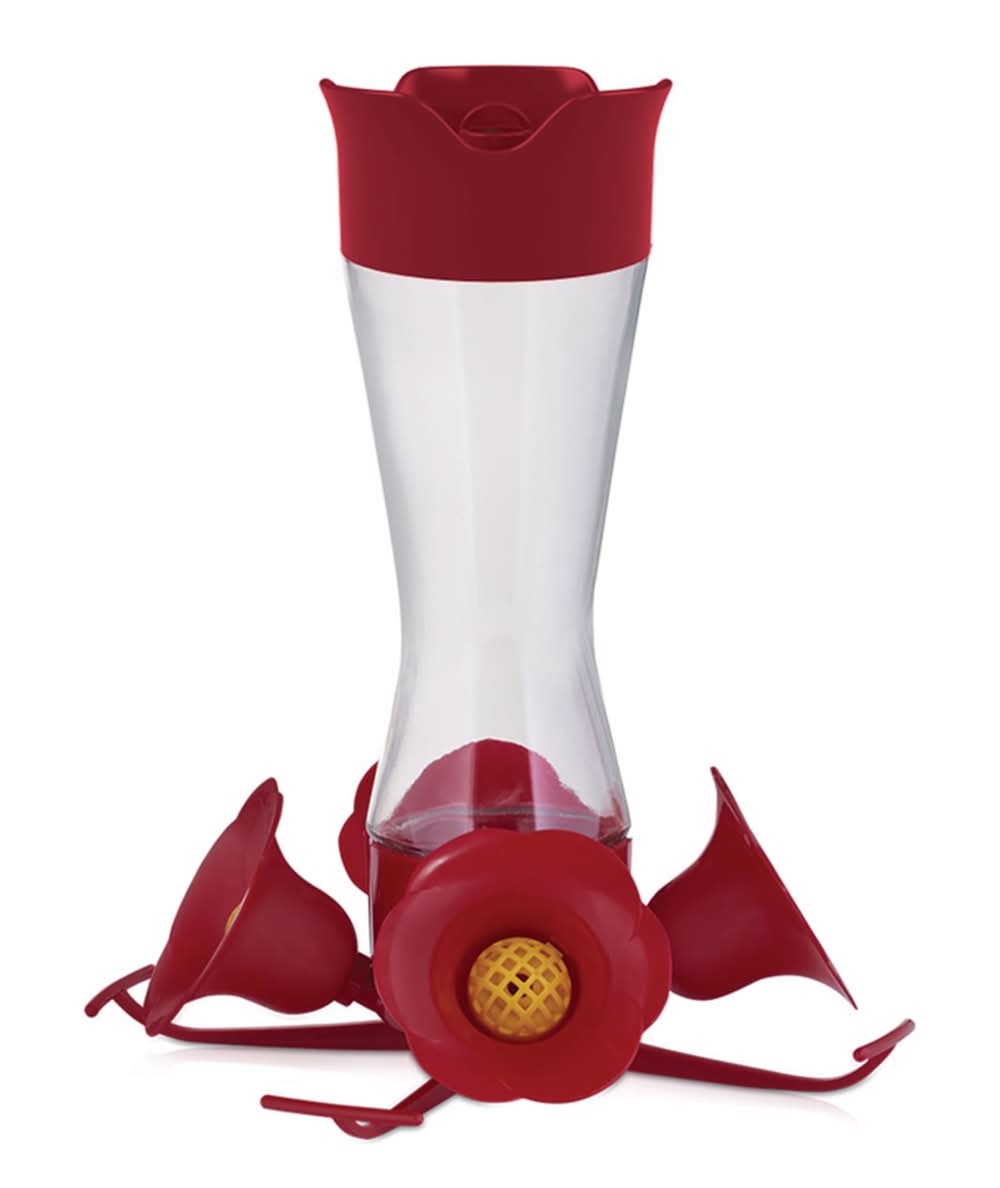 Perky-Pet Hummingbird 8 Oz Glass/Plastic Pinch-Waist Nectar Bird Feeder 4 Ports