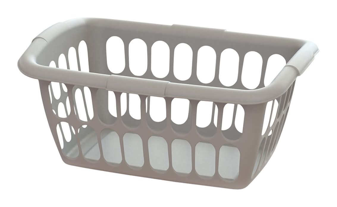 TrueLiving Rectangular Plastic Laundry Basket, Beige