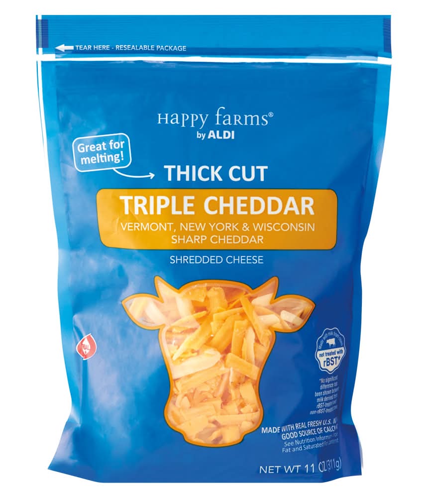 Happy Farms Thick Cut Shredded Cheese, Triple Cheddar (11 oz)
