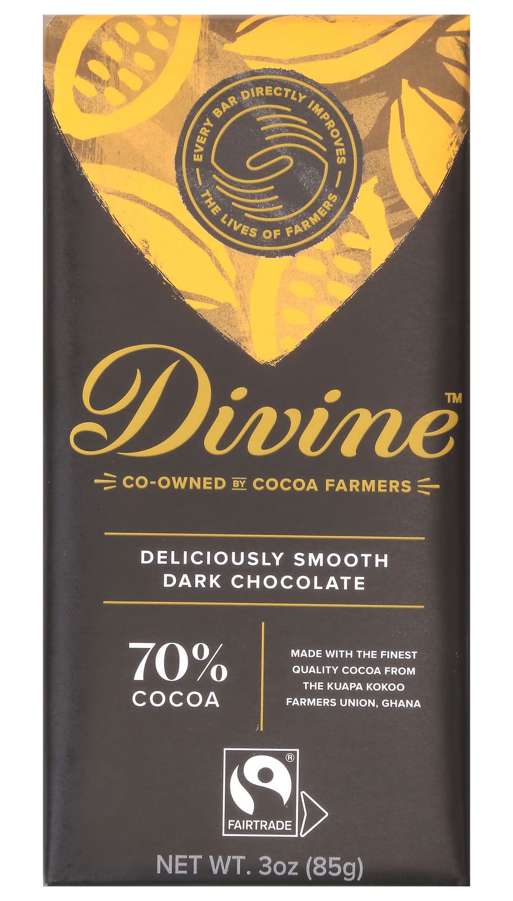 Divine Chocolate 70% Cocoa Dark Chocolate (3 oz)